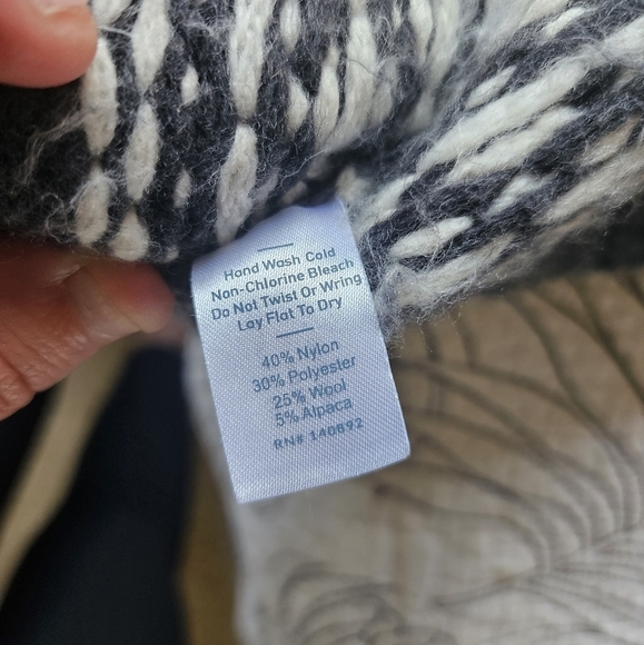 GUC Marine Layer Jill Fair Isle Wool Alpaca Crew Sweater Charcoal Cream XL - Picture 7 of 11